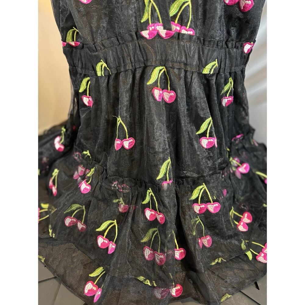 Buddy Love Clementine Elastic Waist Mini Dress Cherries Black Size XL Whimsigoth - Picture 6 of 12